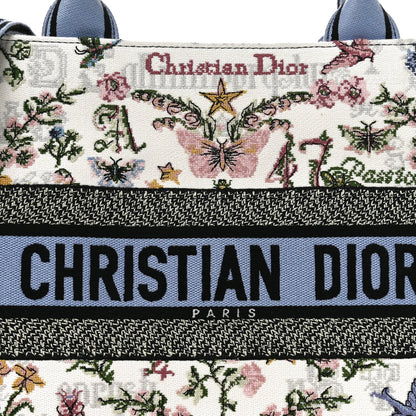 Christian Dior Calfskin Canvas Embroidered Medium Dioramour 47 Passion Book Tote With Strap White Multicolor 8 of 11