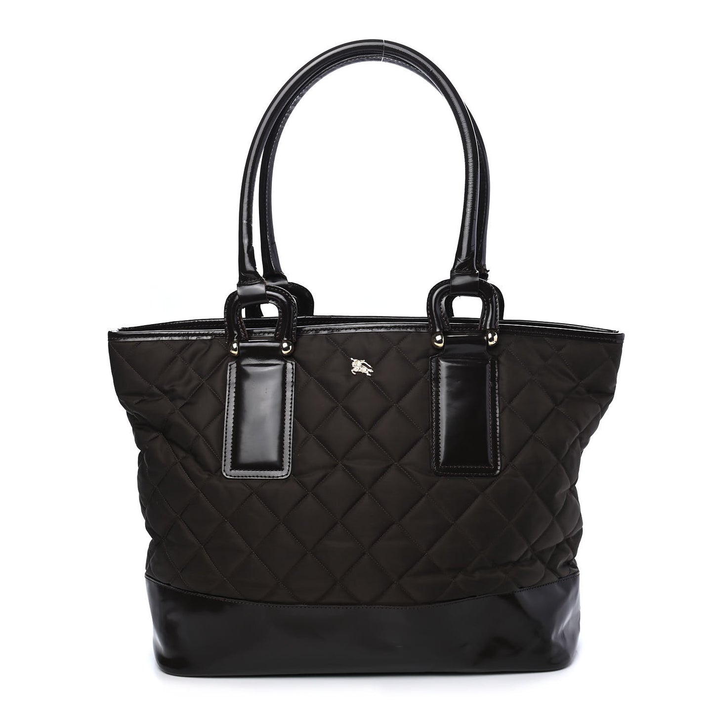 Nylon Quilted Tote Brown