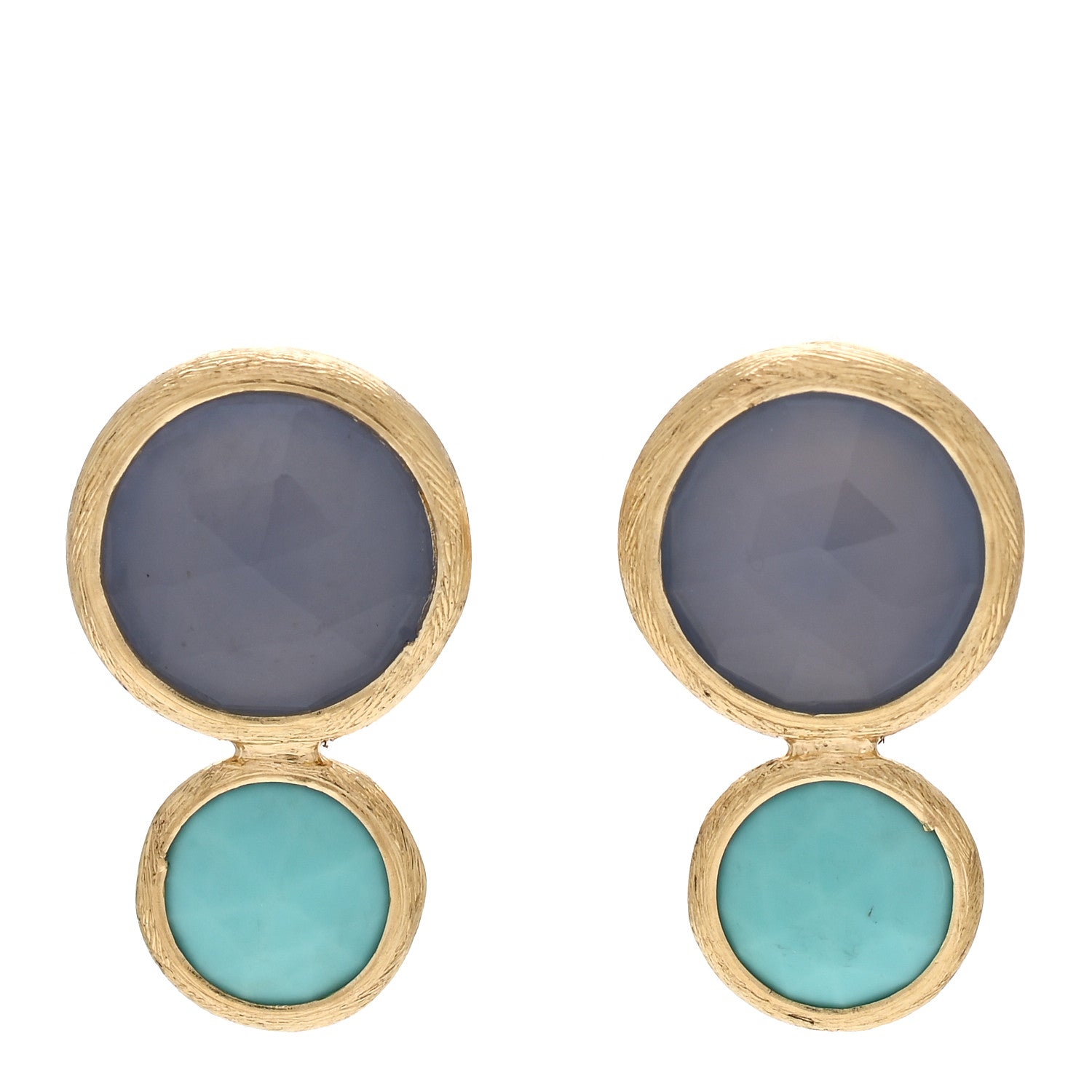 Marco Bicego 18K Yellow Gold Turquoise Chalcedony Jaipur Stud Earrings 1 of 6