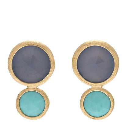 Marco Bicego 18K Yellow Gold Turquoise Chalcedony Jaipur Stud Earrings 1 of 6
