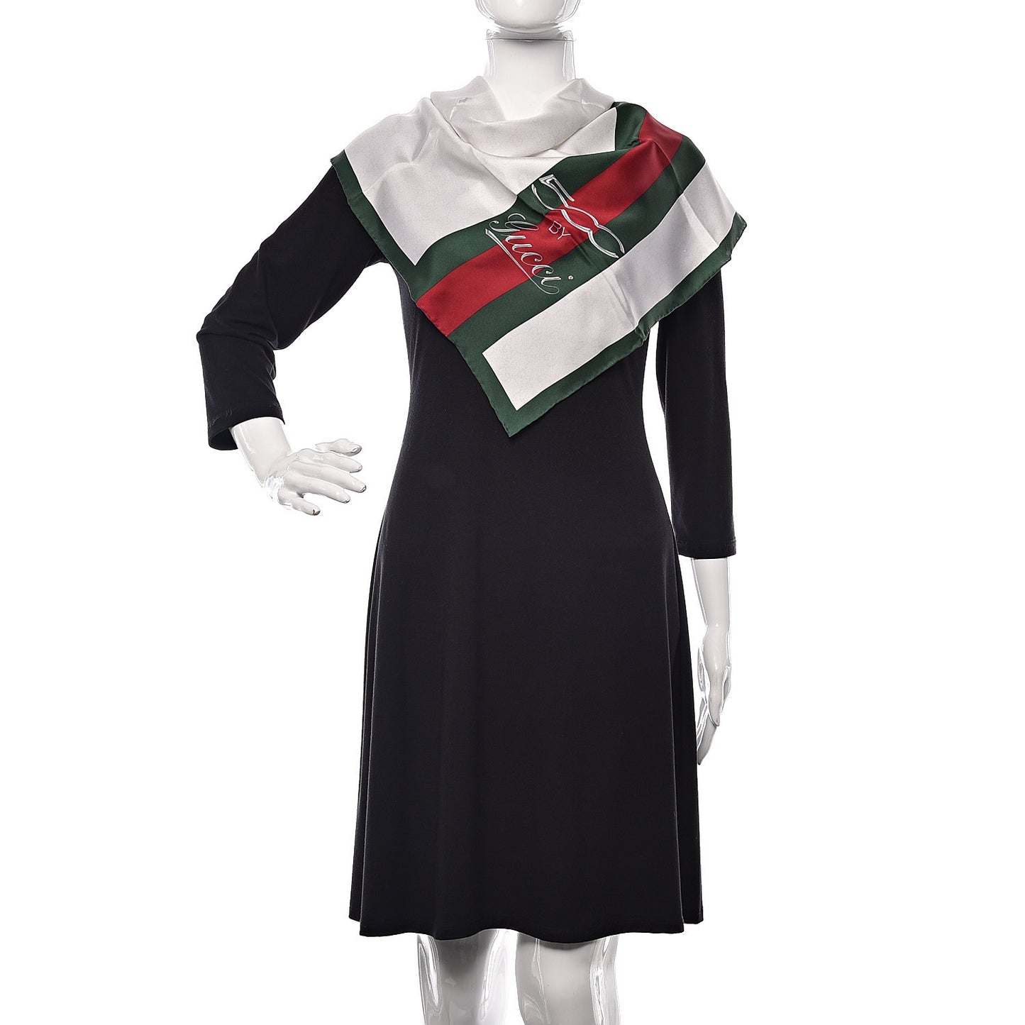 Silk Monogram Web Square Scarf White Green Red
