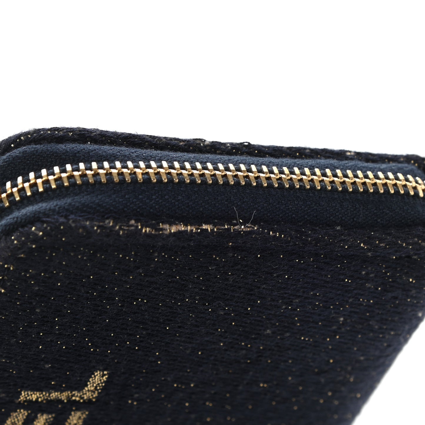 Lurex Canvas Medium Deauville Zip Around Wallet Navy Blue Gold