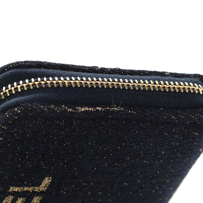 Chanel Lurex Canvas Medium Deauville Zip Around Wallet Navy Blue Gold 5 of 9