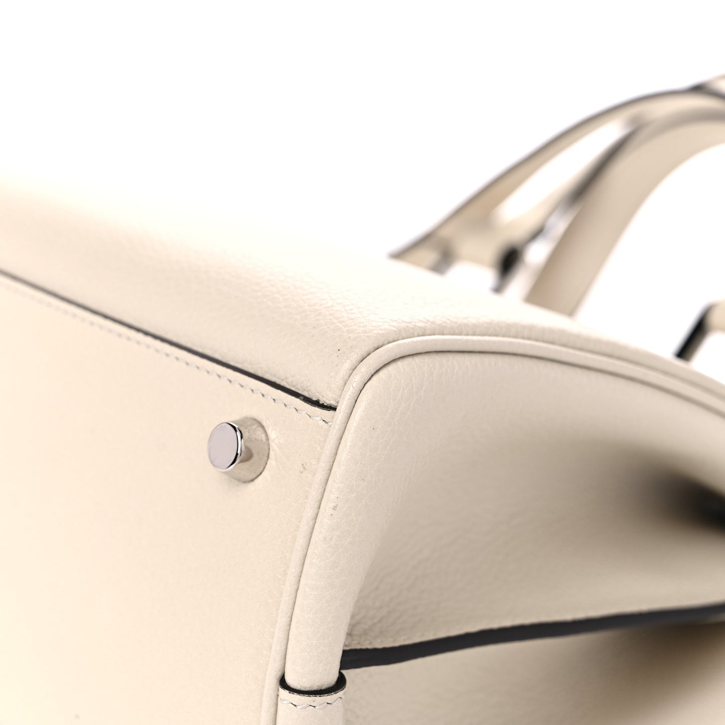 Grainy Calfskin Small Zumi Top Handle Bag Mystic White