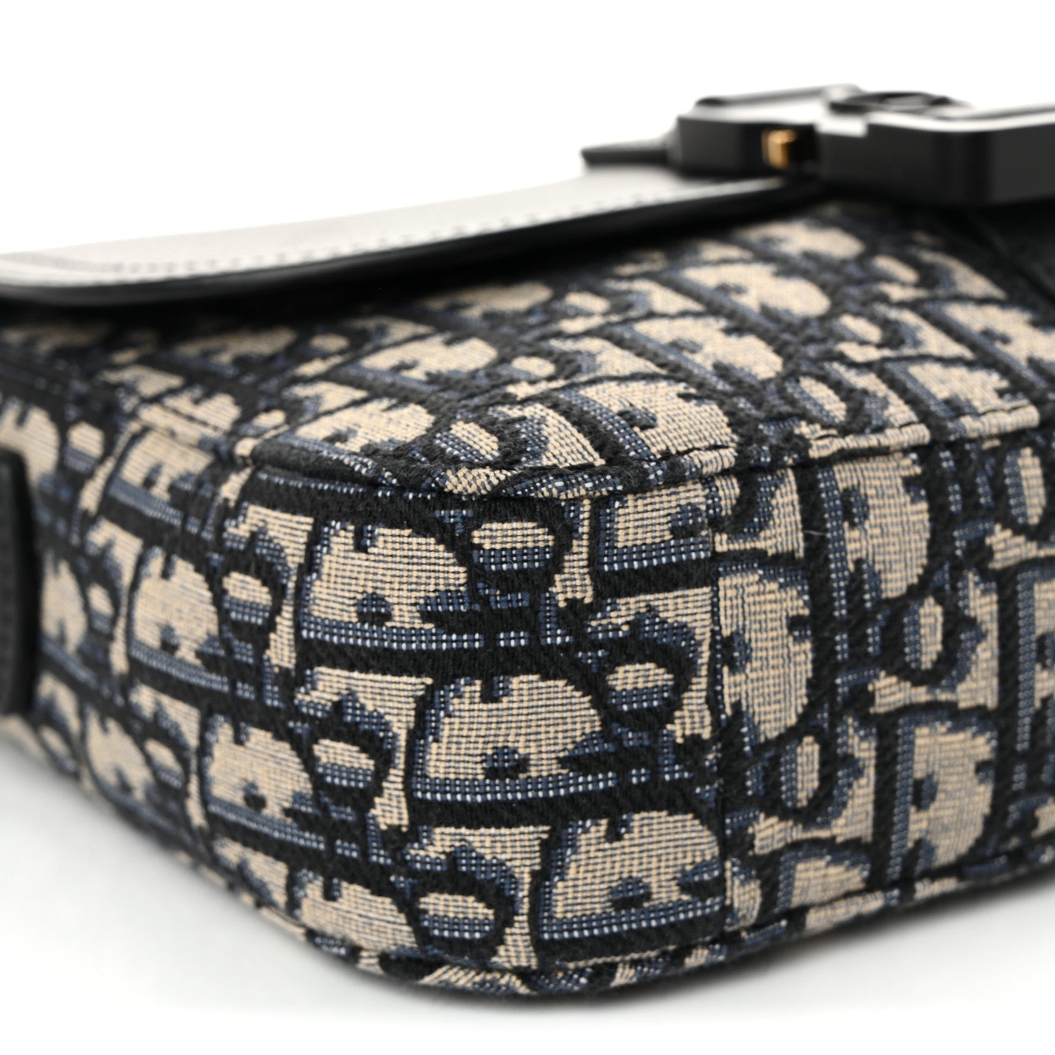 Christian Dior Oblique Jacquard Grained Calfskin Small Saddle Messenger Bag Beige Black 9 of 11