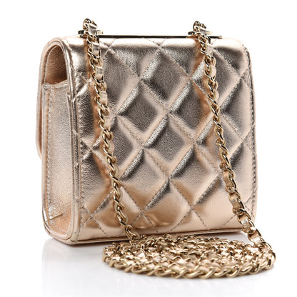 Chanel Metallic Lambskin Quilted Mini Trendy CC Clutch With Chain Gold 3 of 11