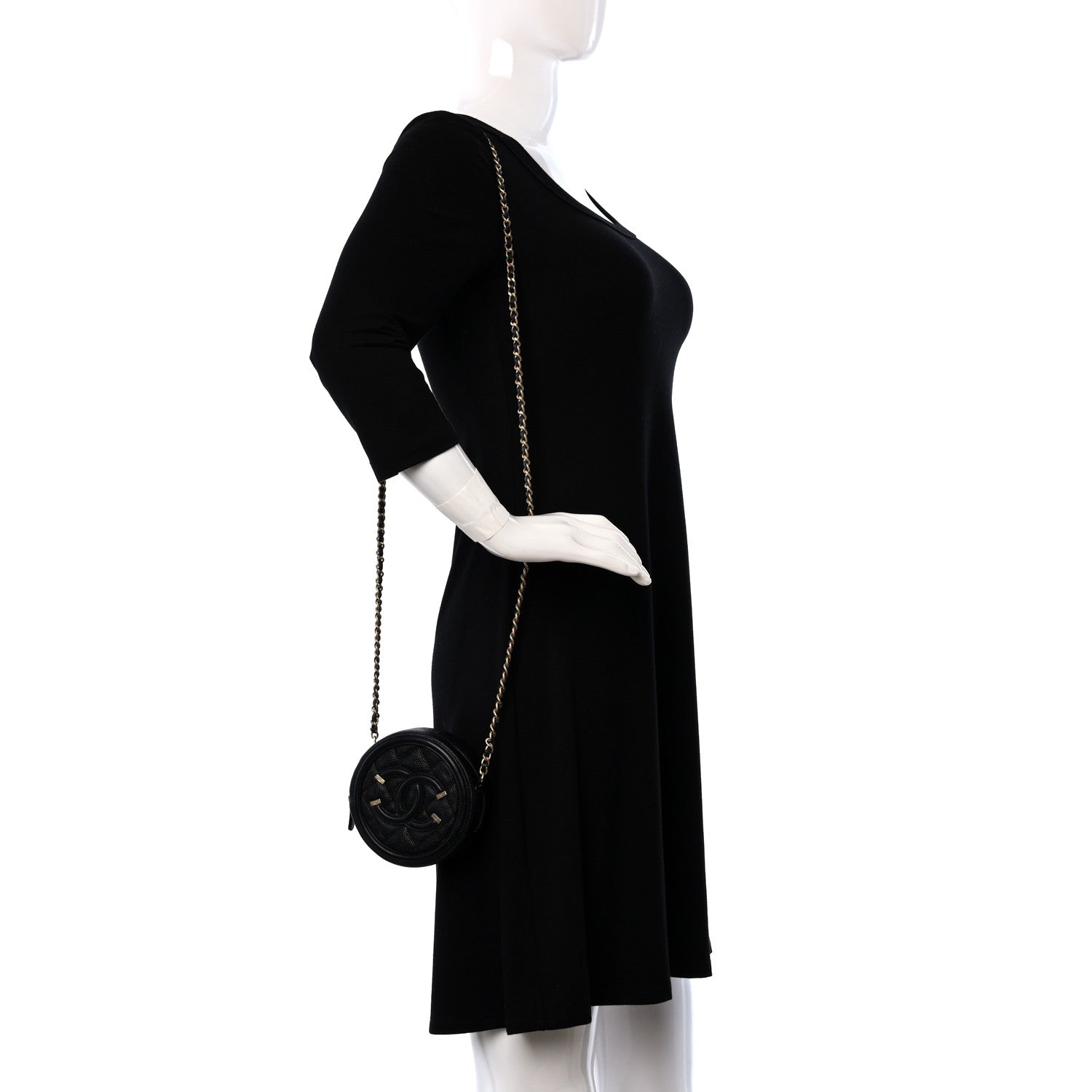 Chanel Caviar Quilted Round Filigree Crossbody Black 2 of 9