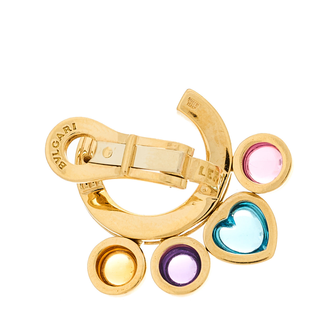Bulgari 18K Yellow Gold Pink Tourmaline Blue Topaz Amethyst Citrine Peridot Allegra Earrings 5 of 5
