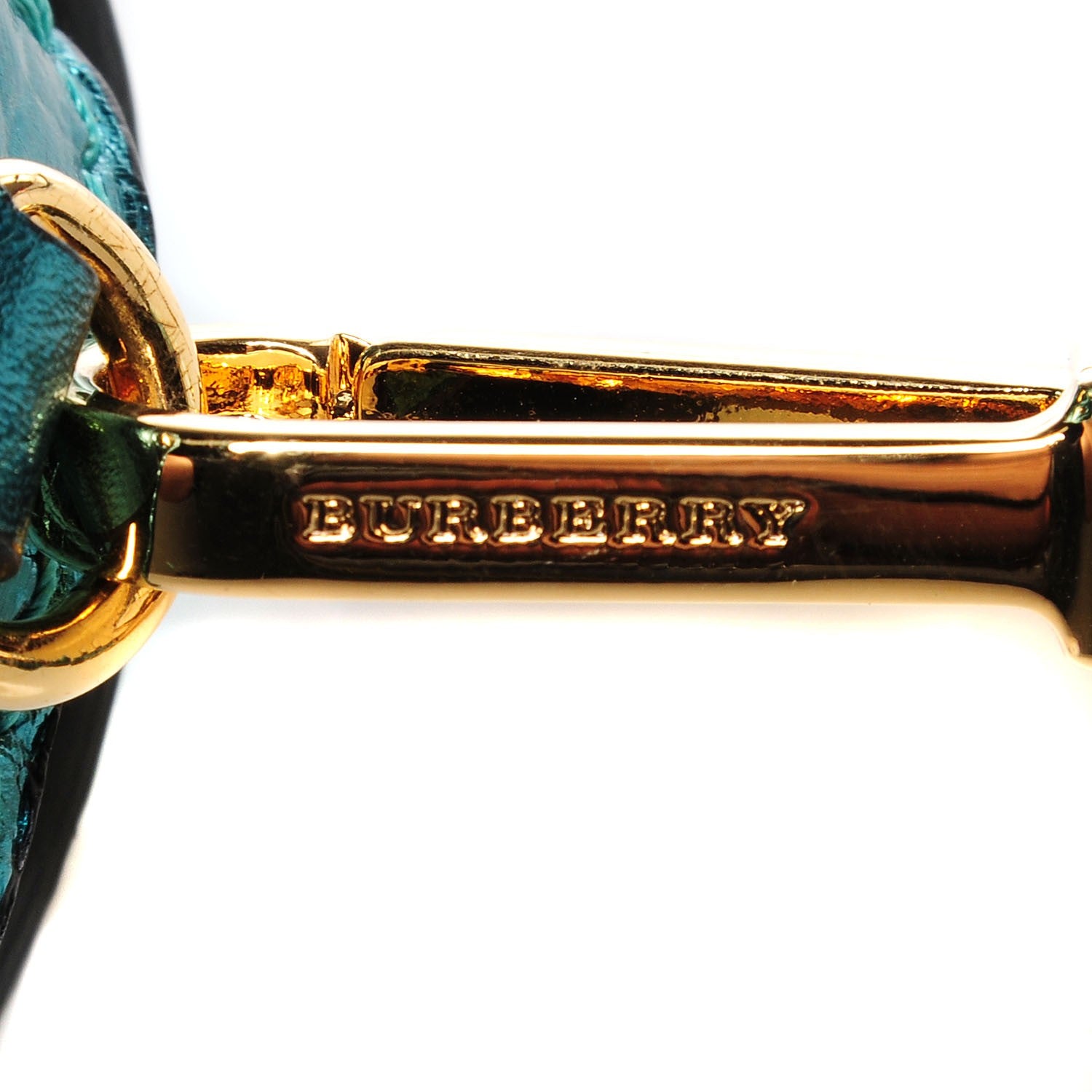 Burberry Metallic Calfskin Bow Detail Berkeley Crossbody Petrol Blue 9 of 9