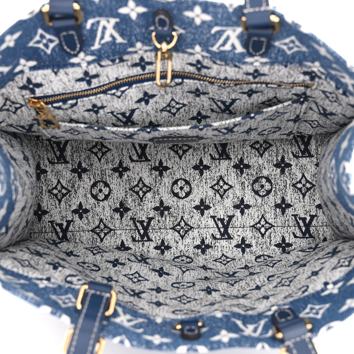 Louis Vuitton Monogram Jacquard Denim Onthego MM Bleu 5 of 9