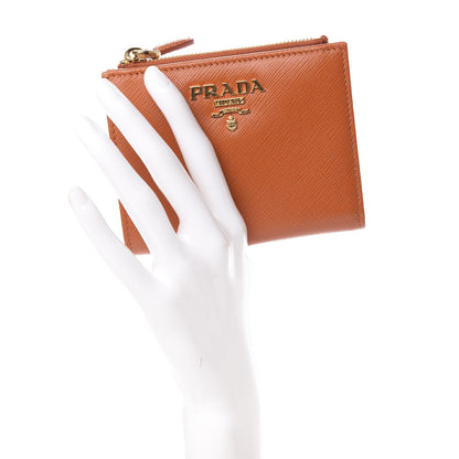 Prada Saffiano Zip Top Compact Wallet Papaya 2 of 7