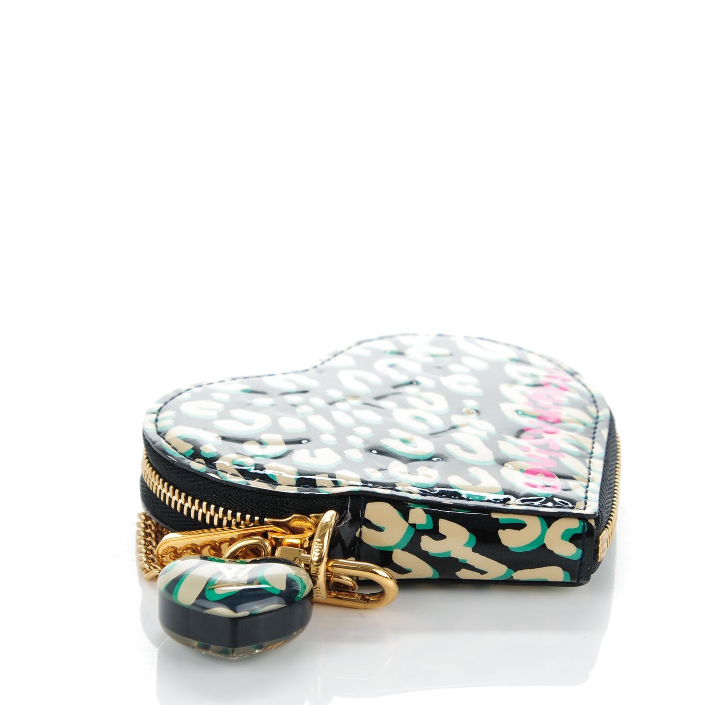 Vernis Leopard Coeur Heart Coin Purse Blue Infini