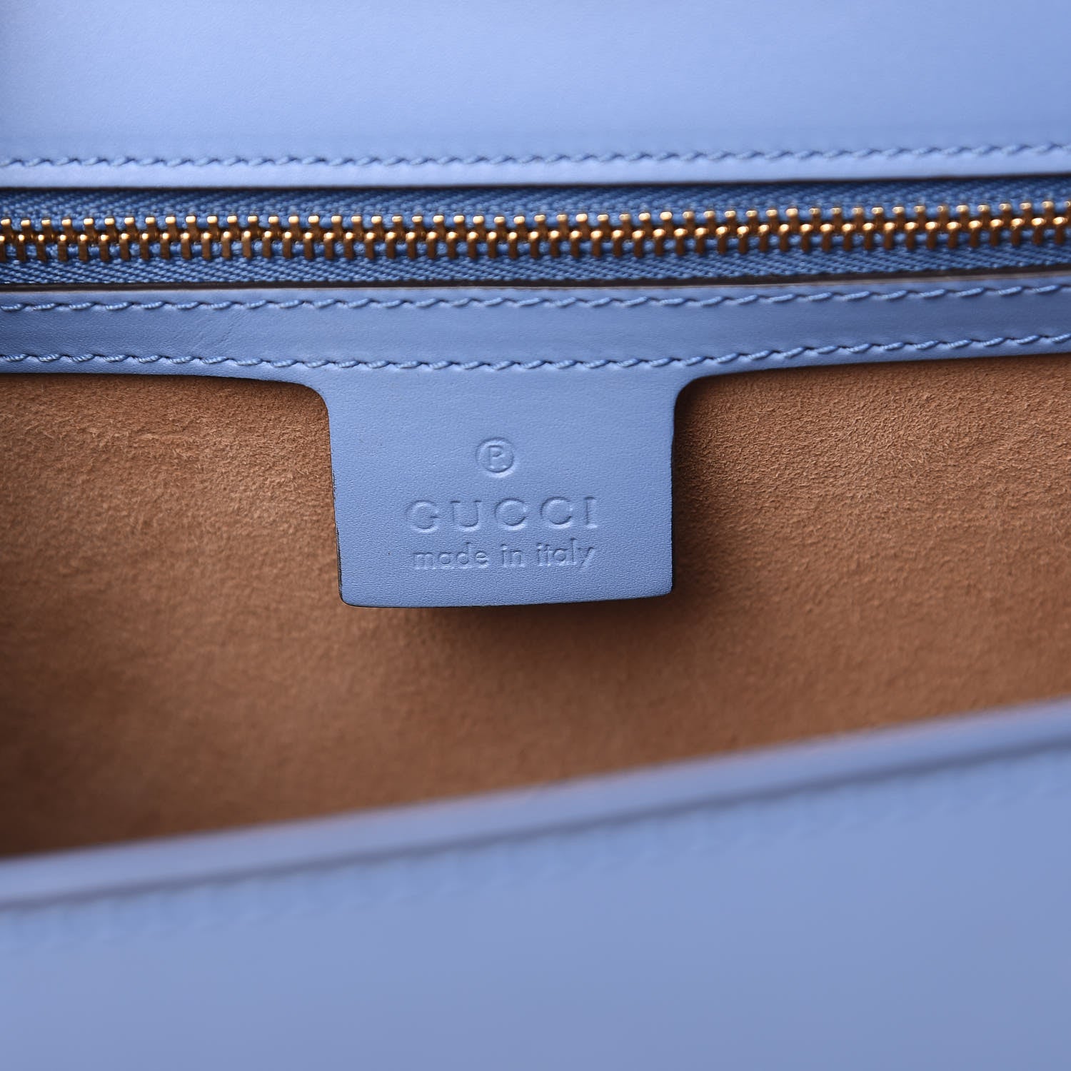 Gucci Calfskin Embroidered Medium Sylvie Top Handle Bag Clear Sky Blue 6 of 10