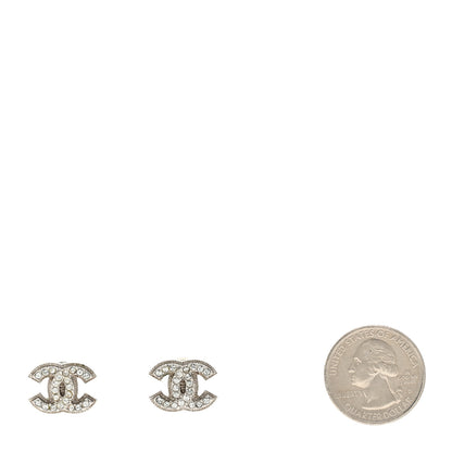 Chanel Crystal Timeless CC Earrings Silver 2 of 5