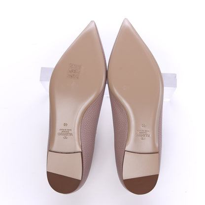 Valentino Garavani Pebbled Calfskin Rockstud Ankle Strap Ballerina Flats 40 Poudre 5 of 11