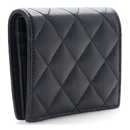 Chanel Caviar Quilted Multi Chain CC Compact Bifold Wallet Navy 3 of 9