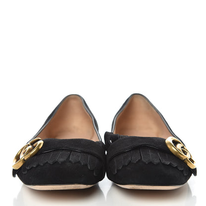 Gucci Kid Scamosciato GG Marmont Fringe Flats 36.5 Black 2 of 12