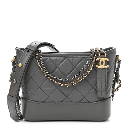 Chanel Aged Calfskin Quilted Small Gabrielle Hobo Dark Grey 1 of 11