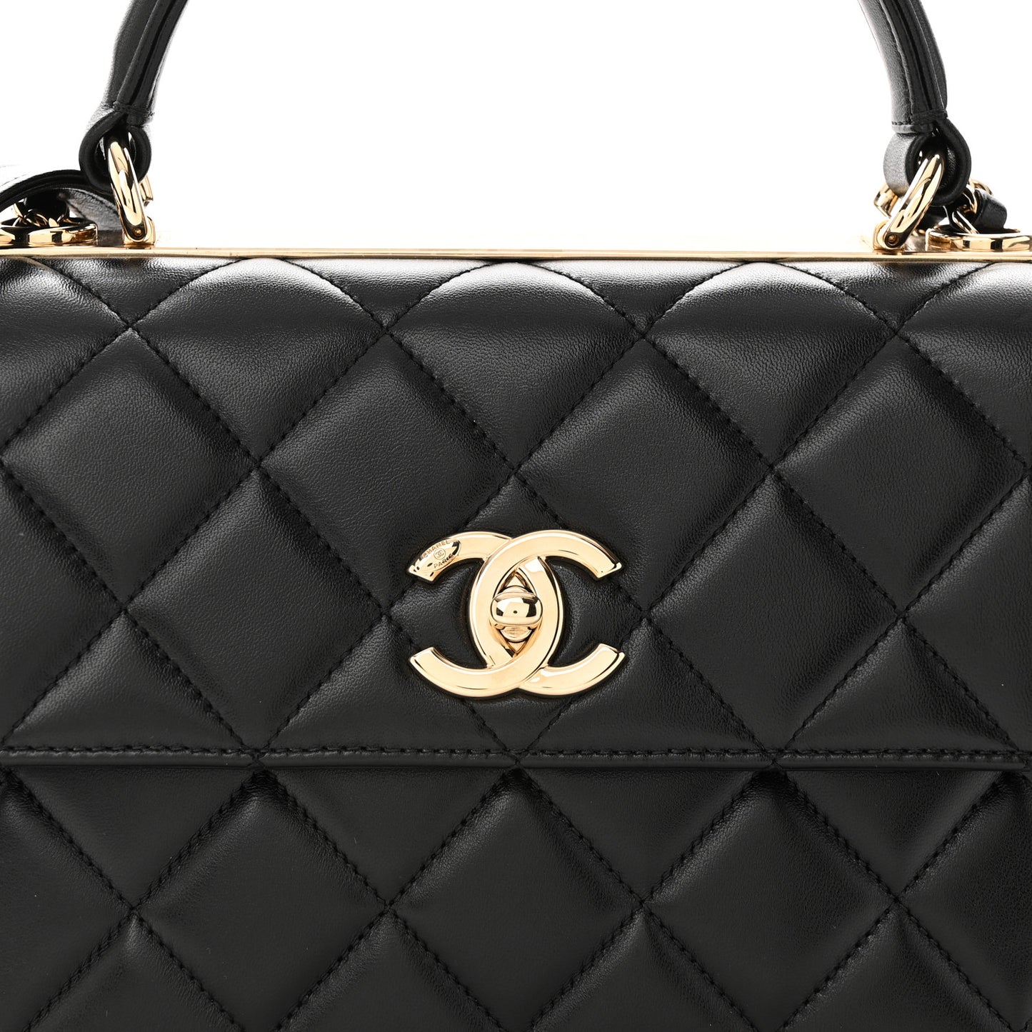 Lambskin Quilted Small Trendy CC Dual Handle Flap Bag Black