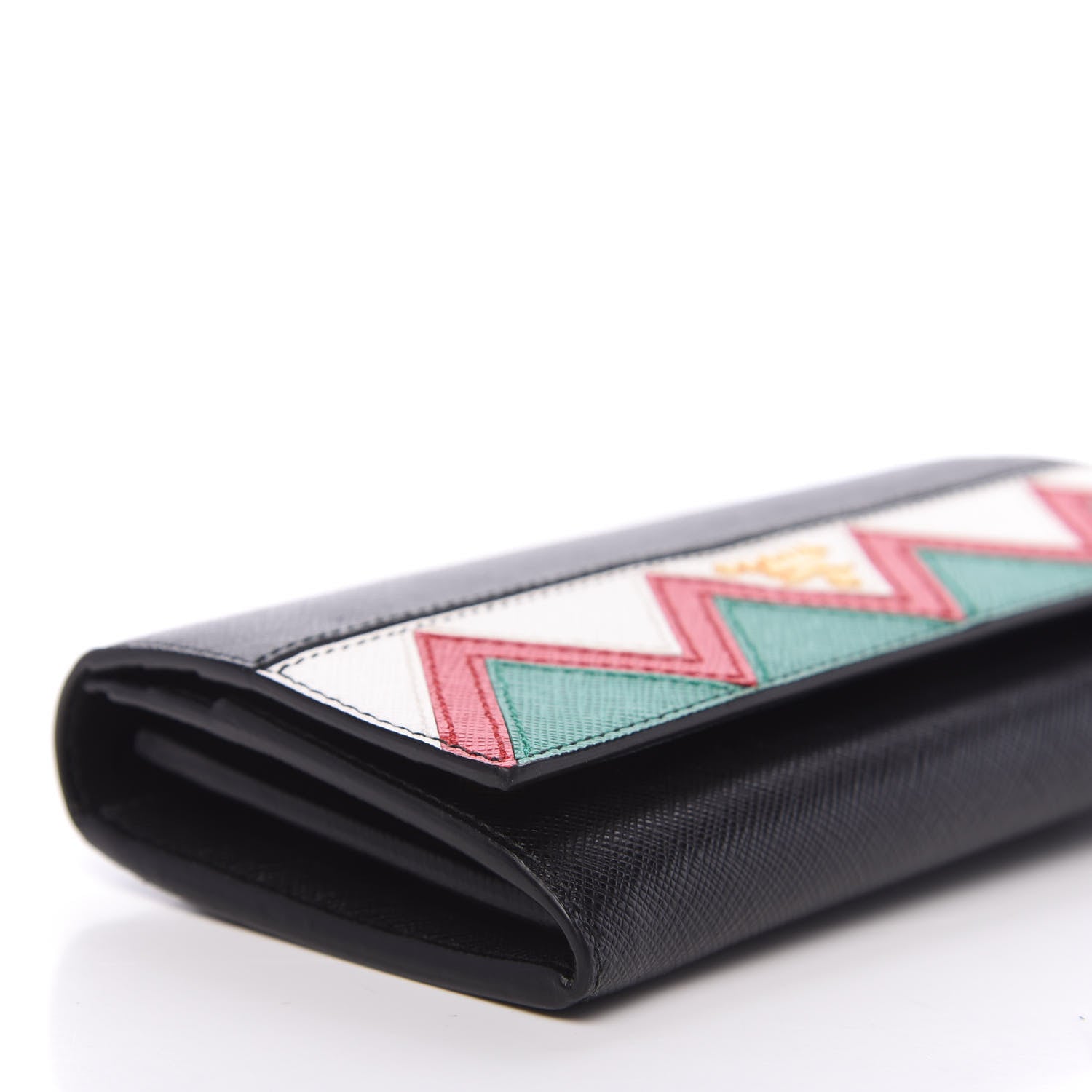 Prada Saffiano Greche Flap Continental Wallet Black Rosso 7 of 10