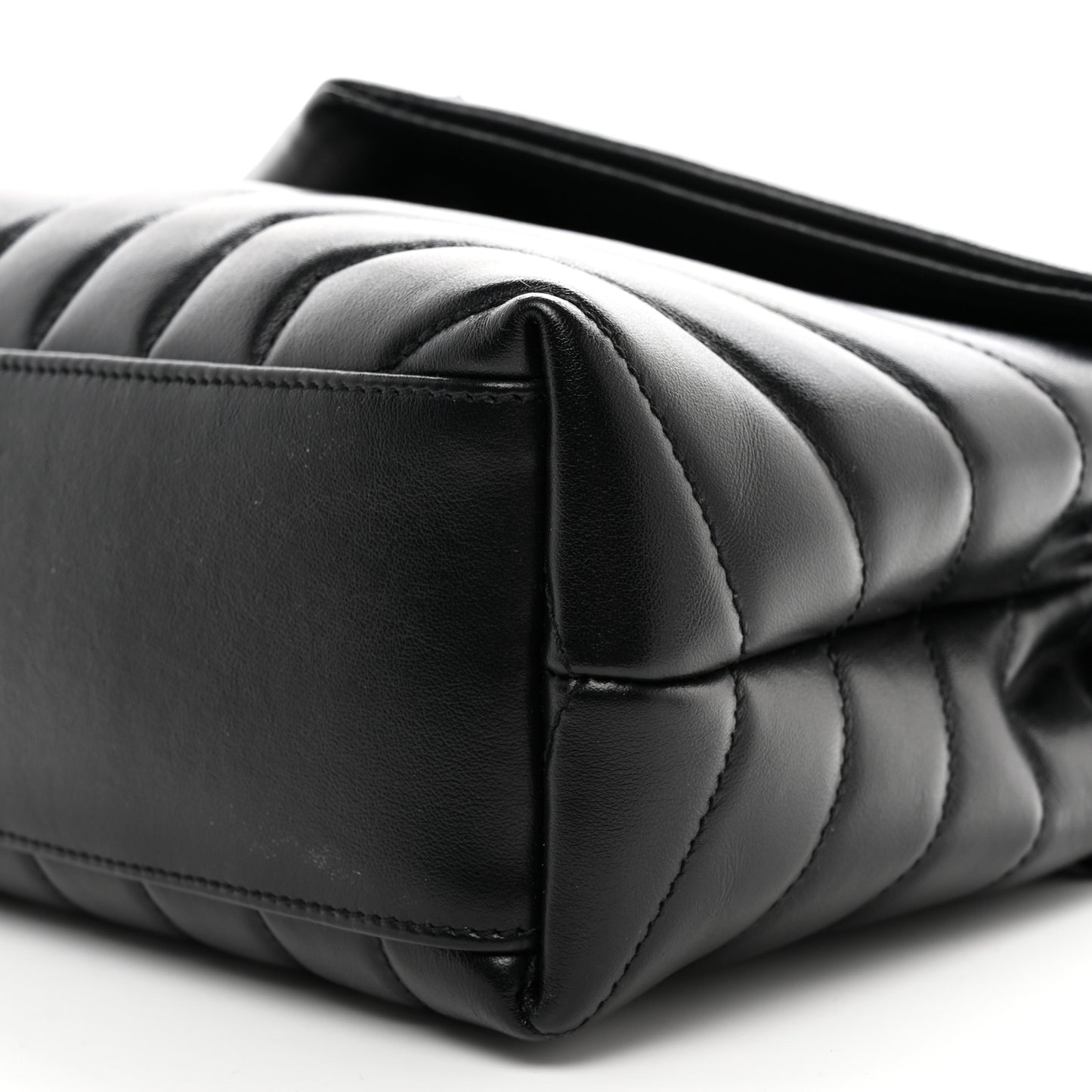 Calfskin Y Quilted Monogram Monochrome Small Loulou Chain Satchel Black