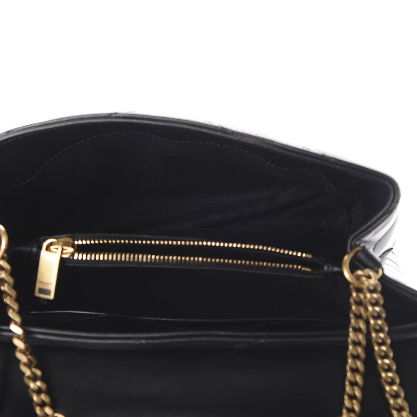Calfskin Y Quilted Monogram Small Loulou Chain Satchel Black
