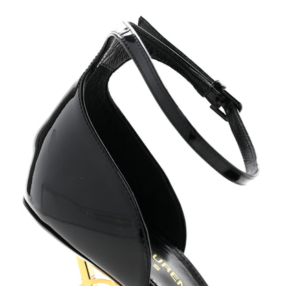 Saint Laurent Patent Calfskin Opyum 110 Sandals 40.5 Black Gold 9 of 10