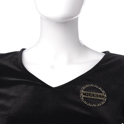Chanel Lambskin Chain Logo Brooch Black Gold 2 of 5