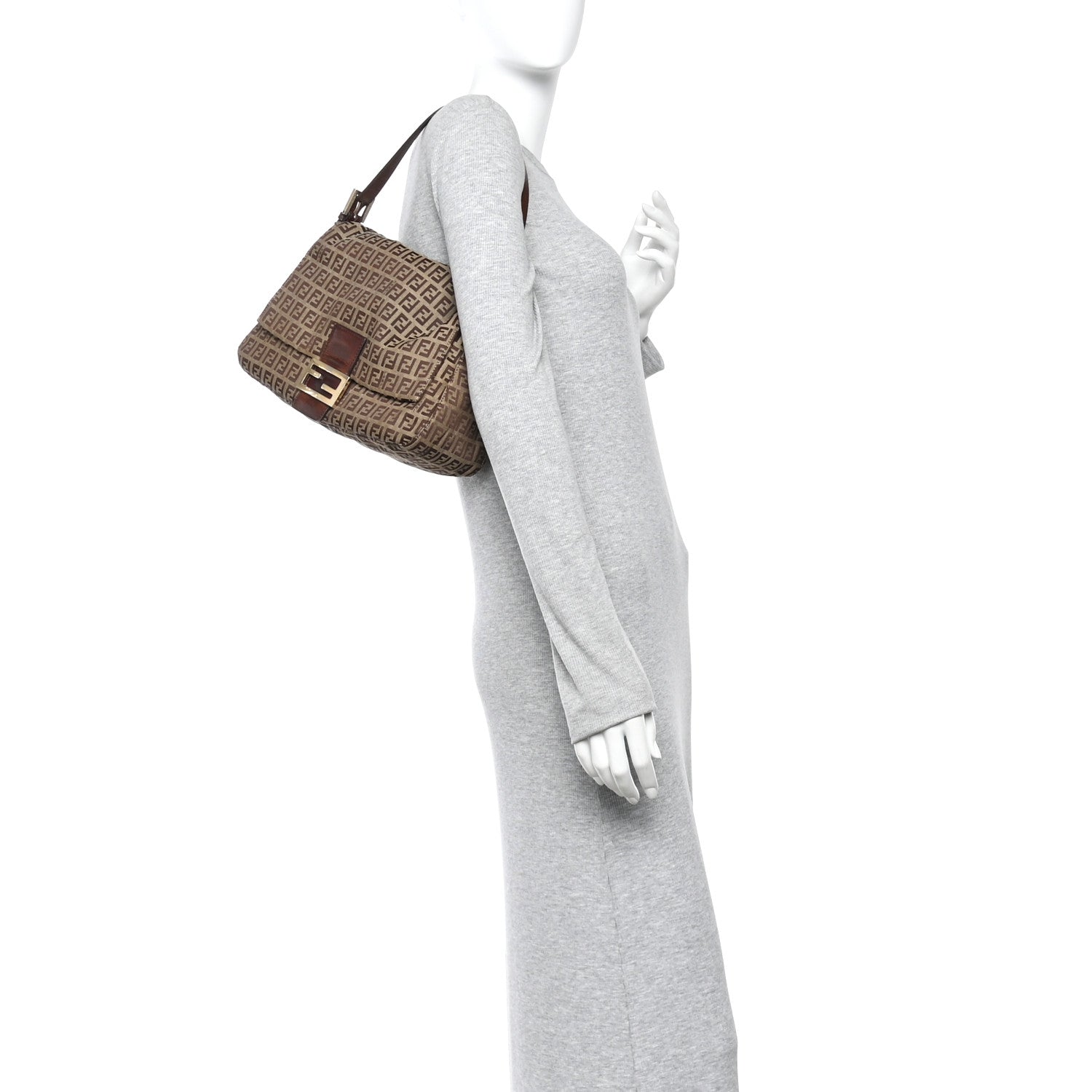 Fendi Zucchino Vitello Mama Baguette Mogano Panna Bruciato 2 of 13