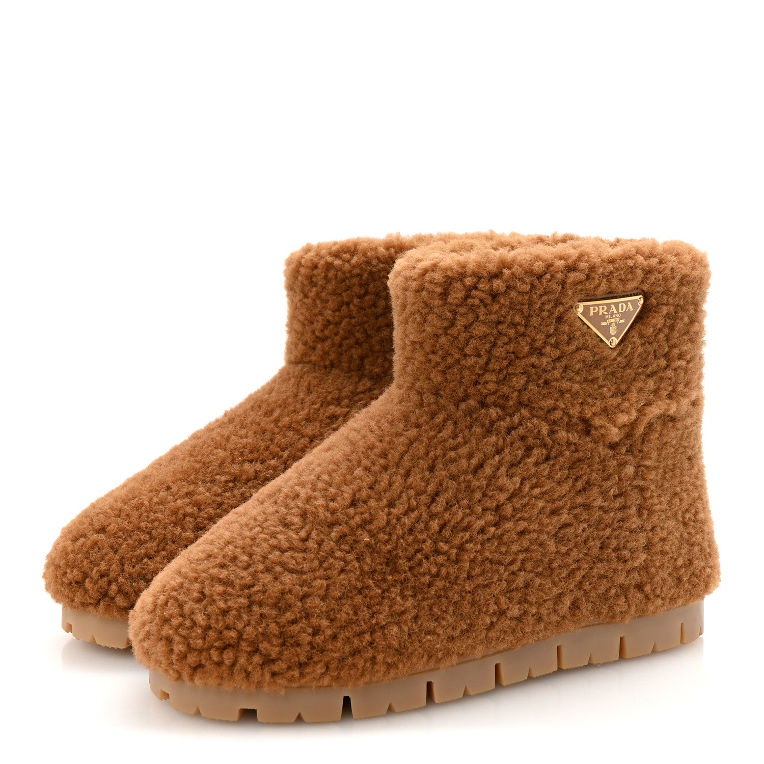 Prada Shearling Ankle Boots 36.5 Caramel 4 of 10