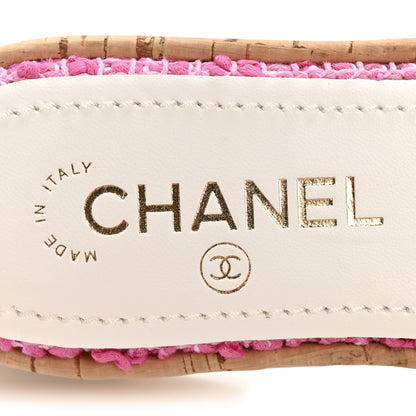 Chanel Tweed Cork Mule Sandal 36 Pink White 8 of 9