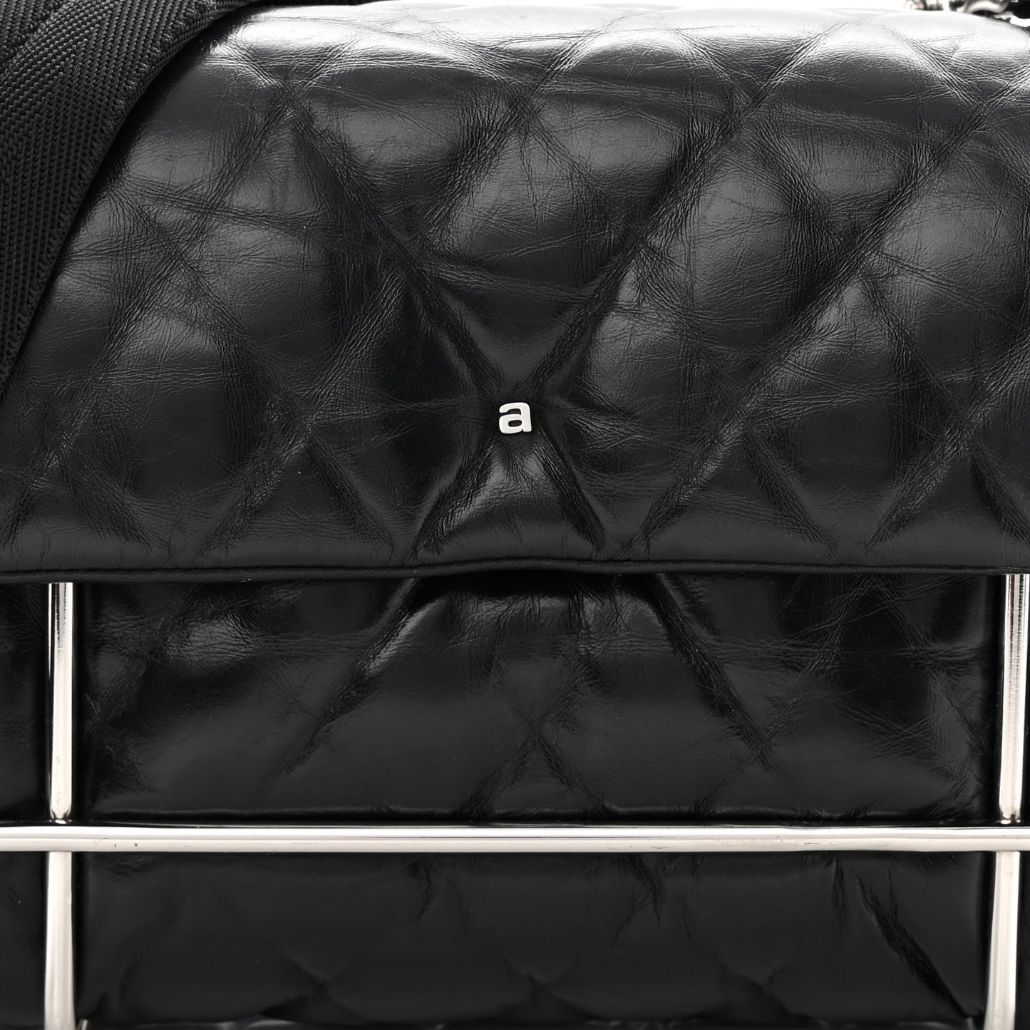 Calfskin Quilted Halo Crossbody Bag Black