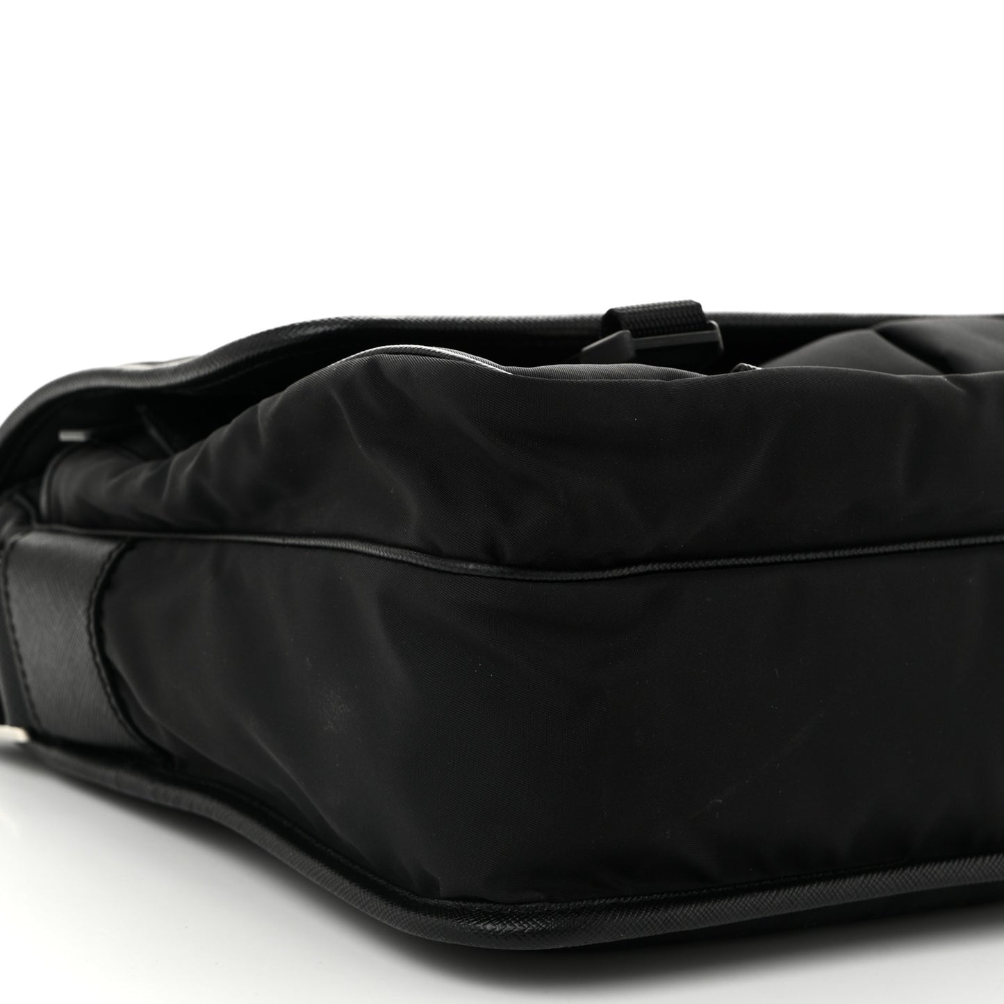 Tessuto Nylon Saffiano Large Double Snap Buckle Messenger Bag Black
