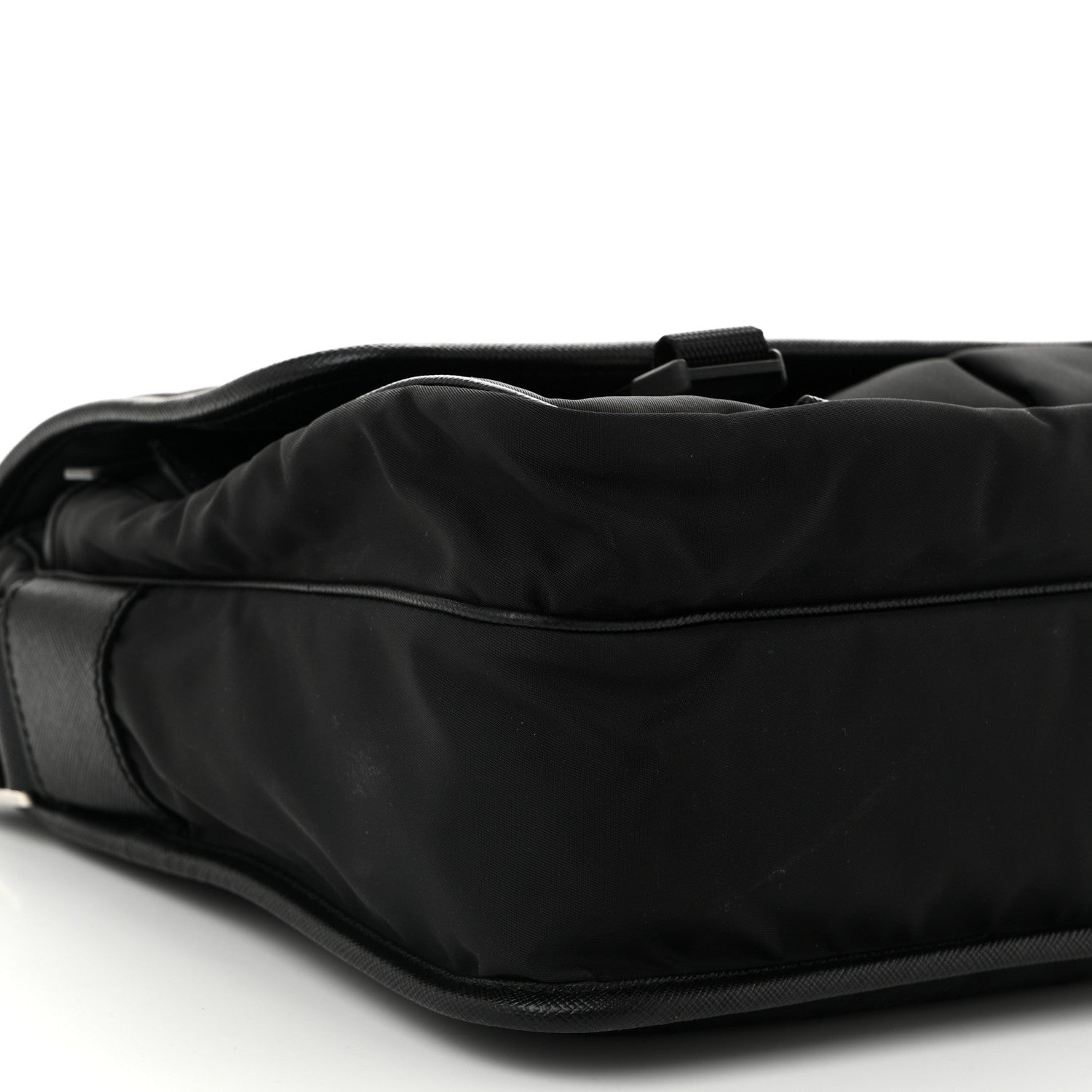 Prada Tessuto Nylon Saffiano Large Double Snap Buckle Messenger Bag Black 9 of 10