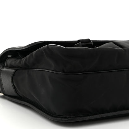 Prada Tessuto Nylon Saffiano Large Double Snap Buckle Messenger Bag Black 9 of 10