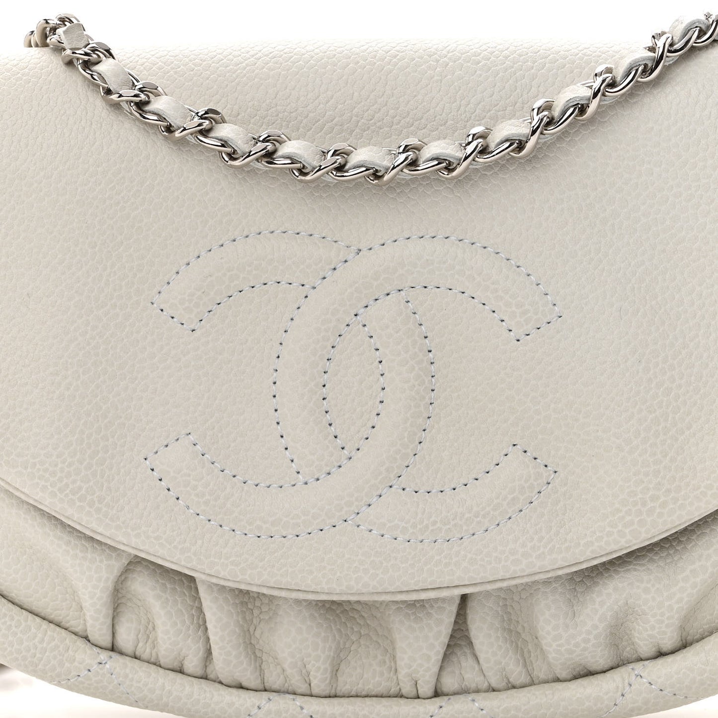 Caviar Half Moon Wallet On Chain WOC White