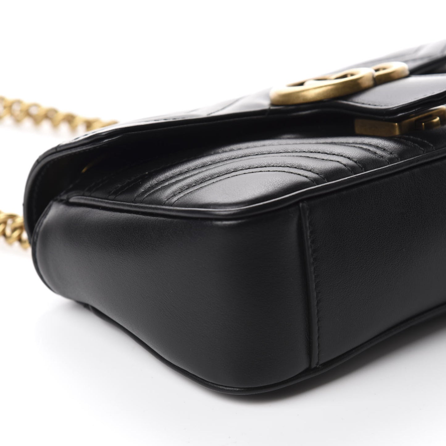 Calfskin Matelasse Mini GG Marmont Shoulder Bag Black