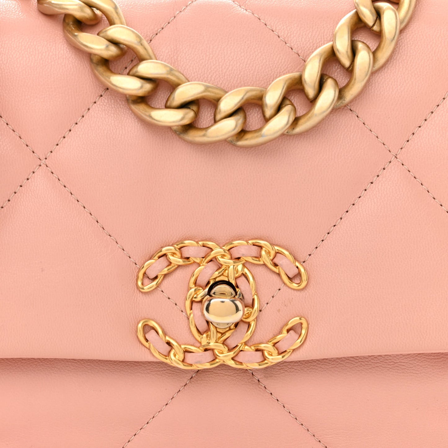 Goatskin Quilted Medium Chanel 19 Flap Light Pink
