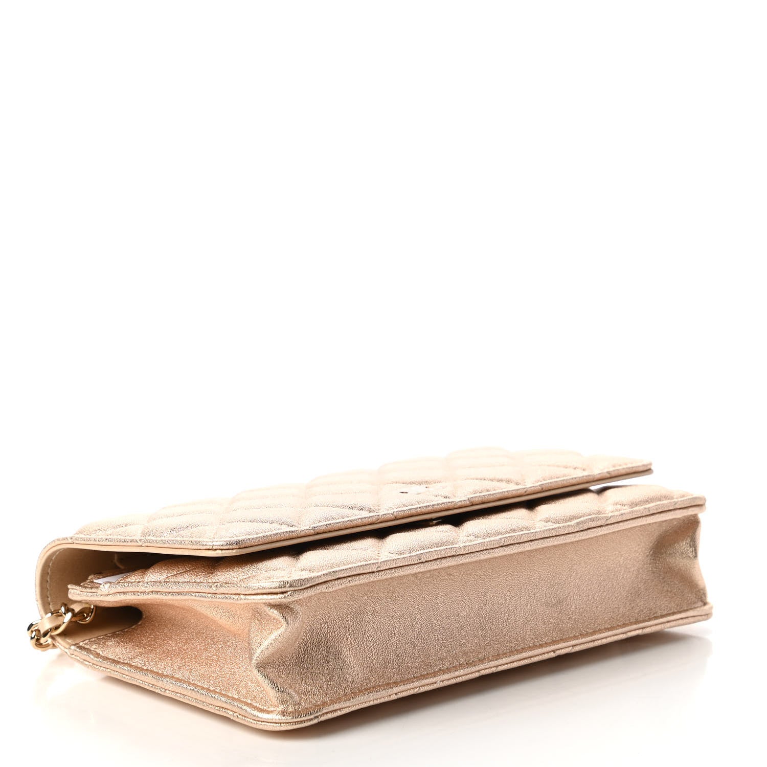 Chanel Metallic Lambskin Quilted Wallet On Chain WOC Gold 4 of 12
