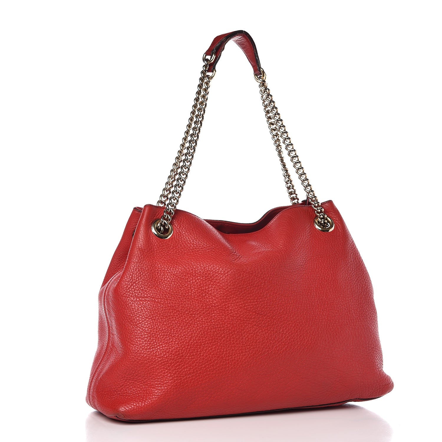 Gucci Pebbled Calfskin Medium Soho Chain Shoulder Bag Tabasco Red 3 of 17