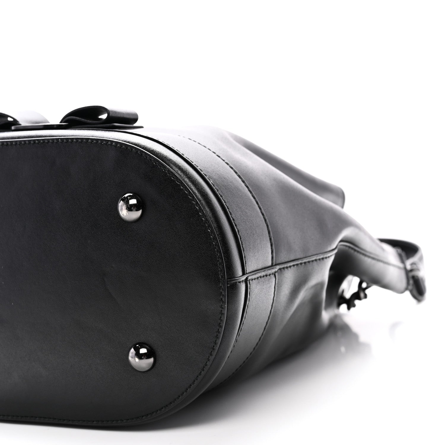 Salvatore Ferragamo Calfskin Bow Bucket Bag Black 9 of 9