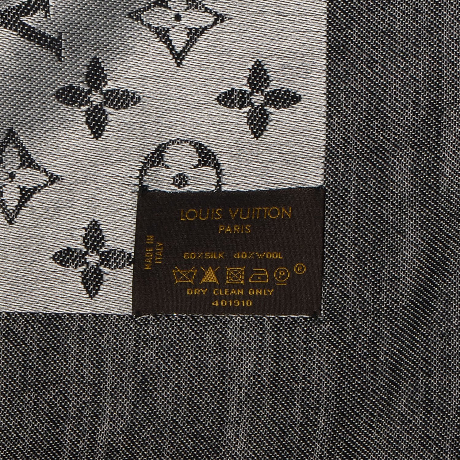 Louis Vuitton Silk Wool Monogram Denim Shawl Black 5 of 5