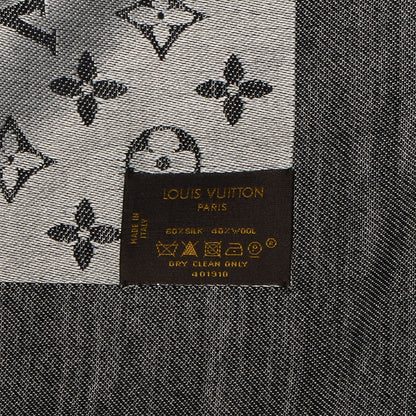 Louis Vuitton Silk Wool Monogram Denim Shawl Black 5 of 5