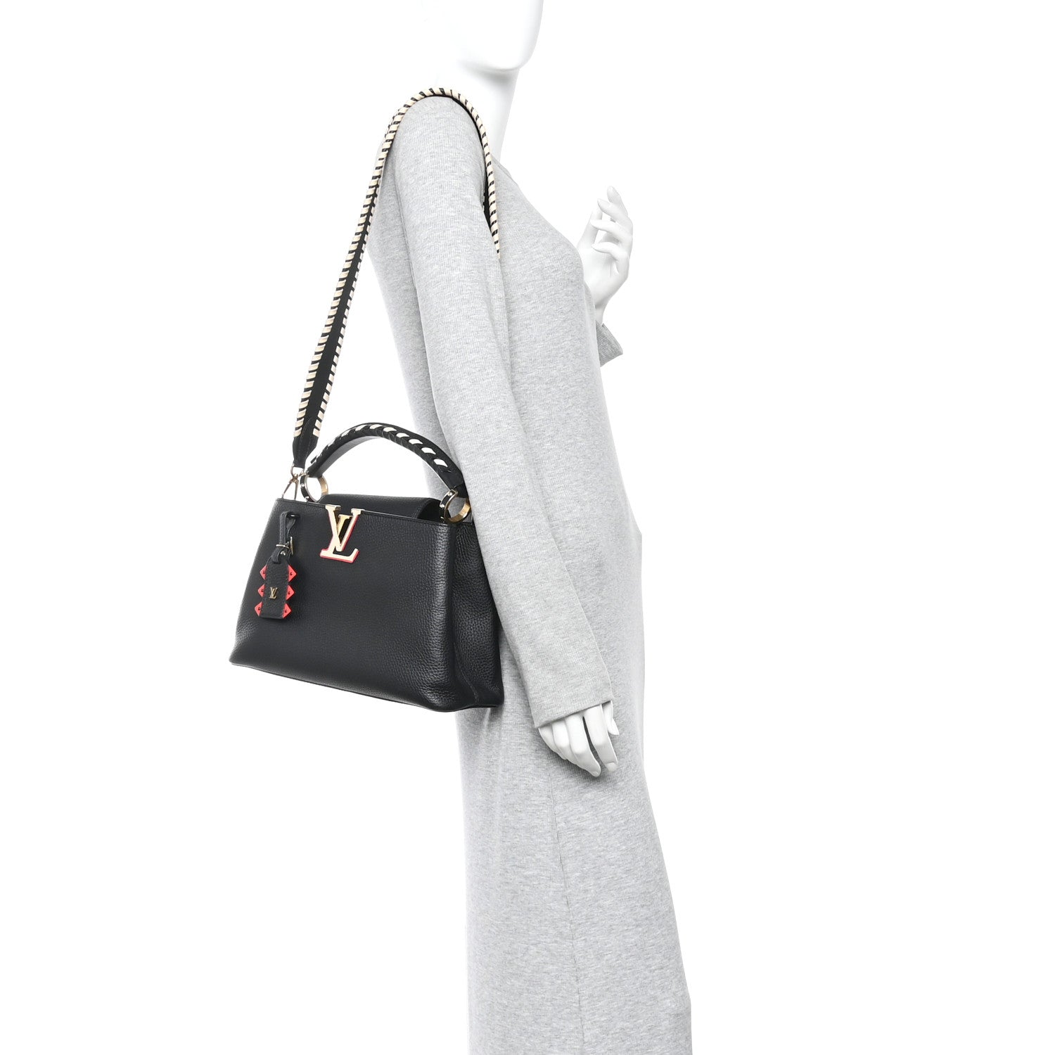 Louis Vuitton Taurillon Crafty Capucines MM Black 2 of 9