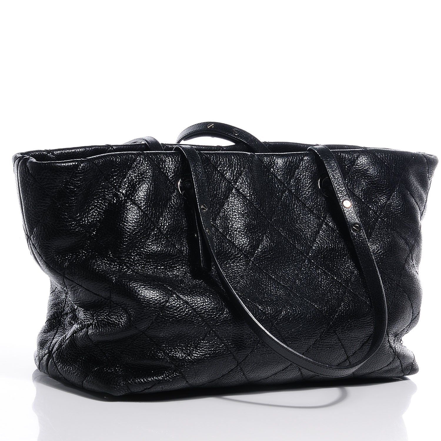 Chanel Glazed Calfskin Large On The Road Tote Black 3 of 7