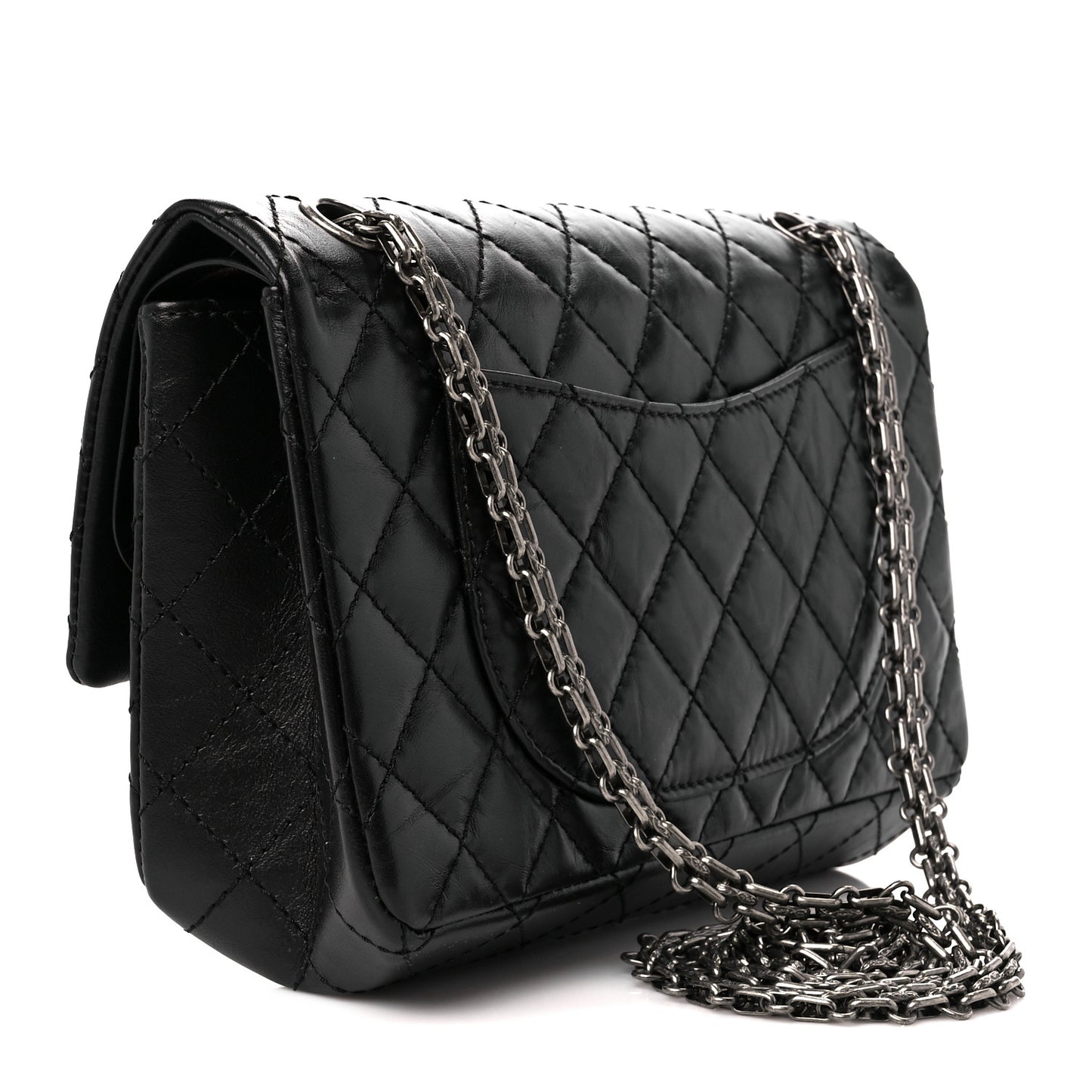 Aged Calfskin Quilted 2.55 Reissue 225 Flap Black