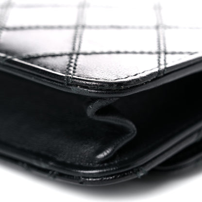 Chanel Lambskin Diamond Stitched Wallet On Chain WOC Black 12 of 23