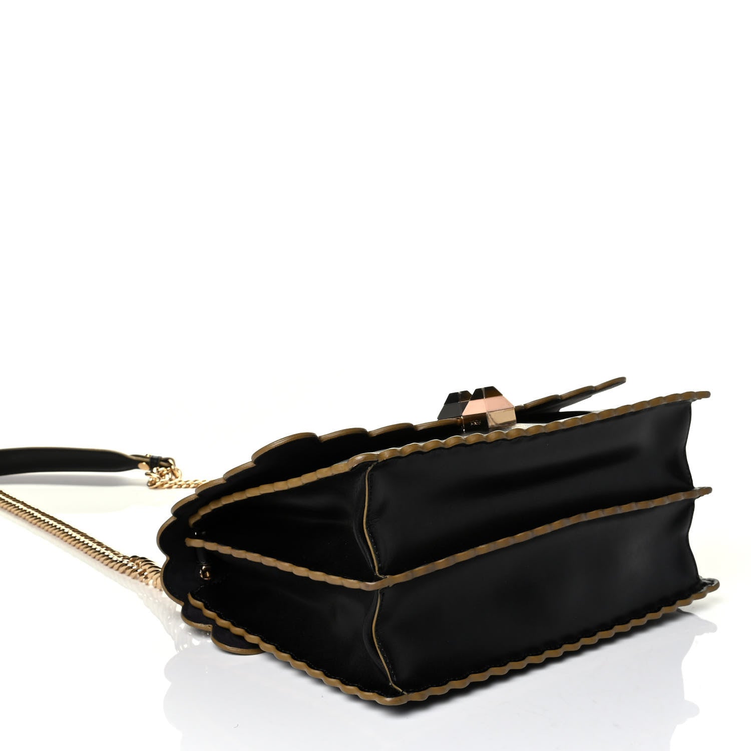 Fendi Vitello Liberty Scalloped Studded Kan I Shoulder Bag Black 3 of 6