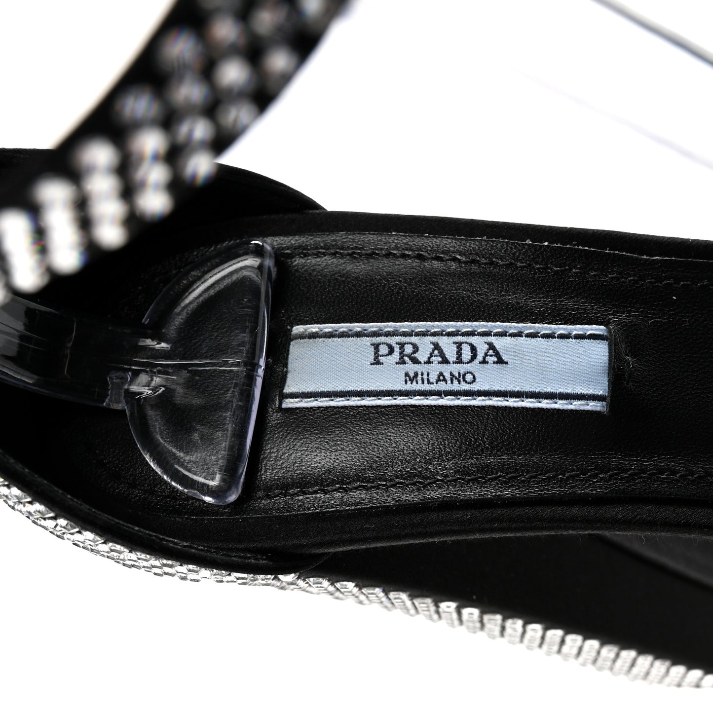 Satin Crystal Triangle Logo 40/135mm Platform Sandals 37 Cristal