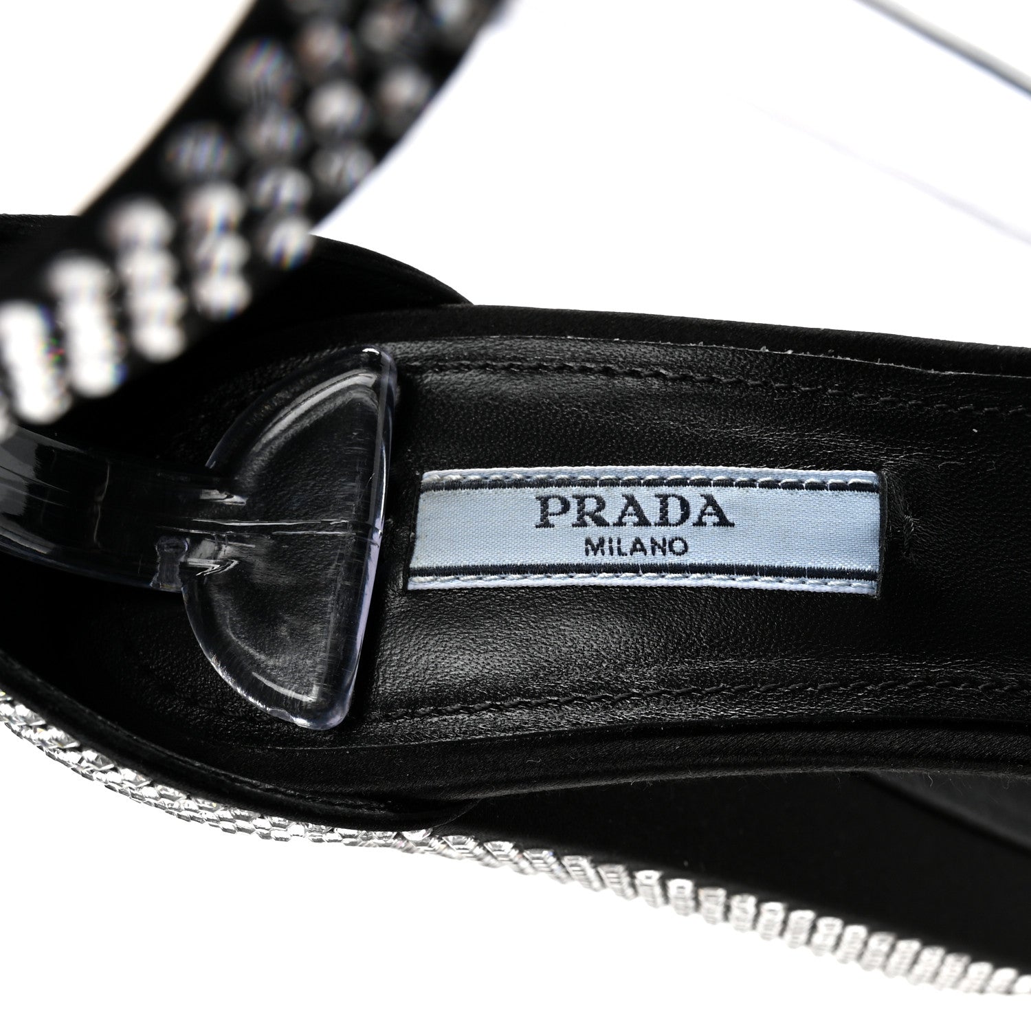 Prada Satin Crystal Triangle Logo 40/135mm Platform Sandals 37 Cristal 8 of 9